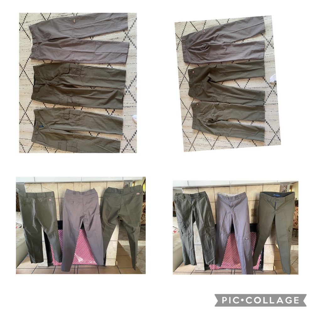 3 Dickies Gray and Green Cargo Pants.